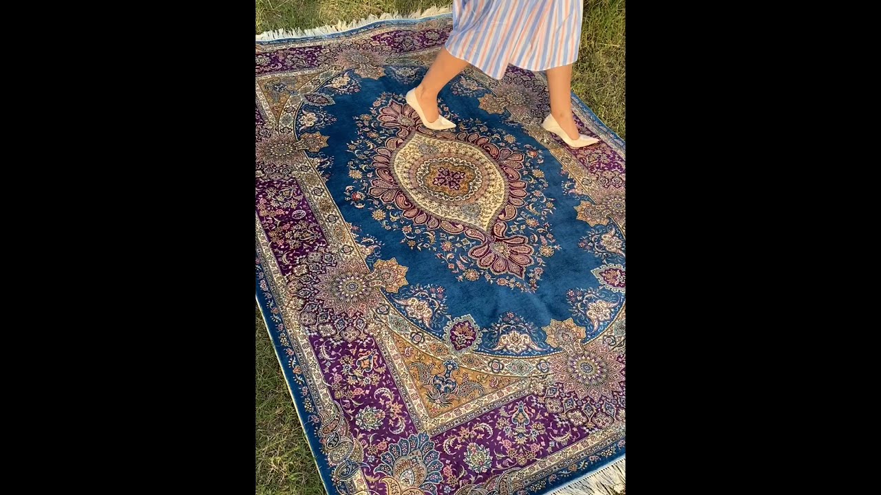 5x8ft(152x244cm) Hand-knotted unique purple floral oriental area silk traditional rug silk