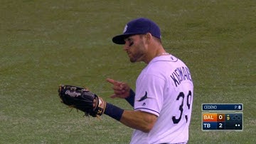 BAL@TB: Kiermaier makes a sliding catch to rob Davis