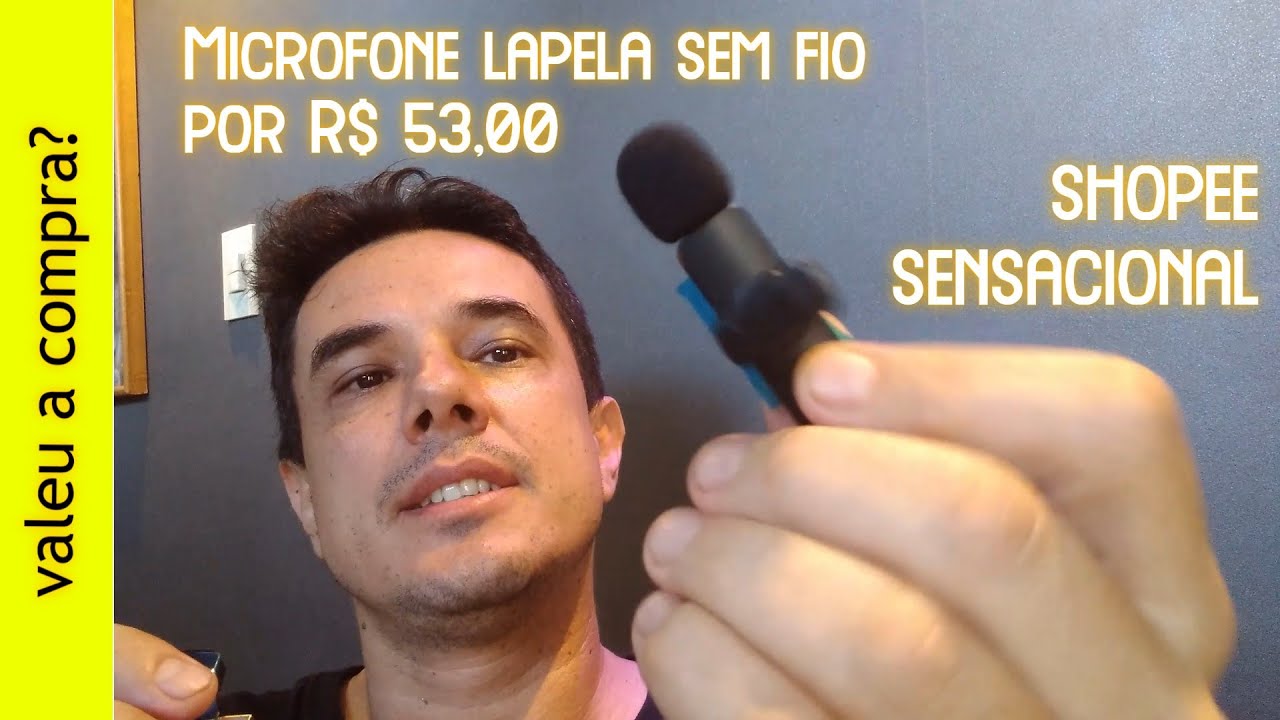 Microfone de Lapela sem fio 53,00 reais shopee
