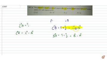 The position vector of a point C with respect to B is `hat i +hat j` and that of B with respect...