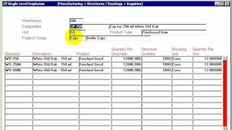 DYNAMIC 3i Free Edition ERP tutorials - single level implosion inquiry