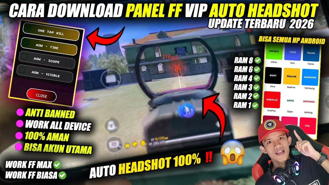 AIM HEADSHOT 100%‼️TUTORIAL CARA DOWNLOAD PANEL FF AUTO HEADSHOT UPDATE TERBARU 2026 - FREEFIRE