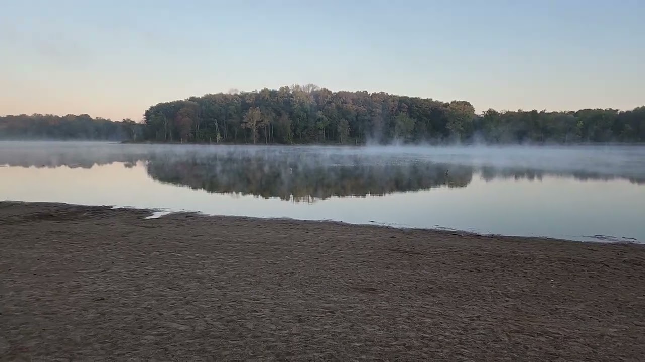 10/12/25 Mist over Sand Lake at Chain O Lakes Sate Park at the Indiana Trail 100 2