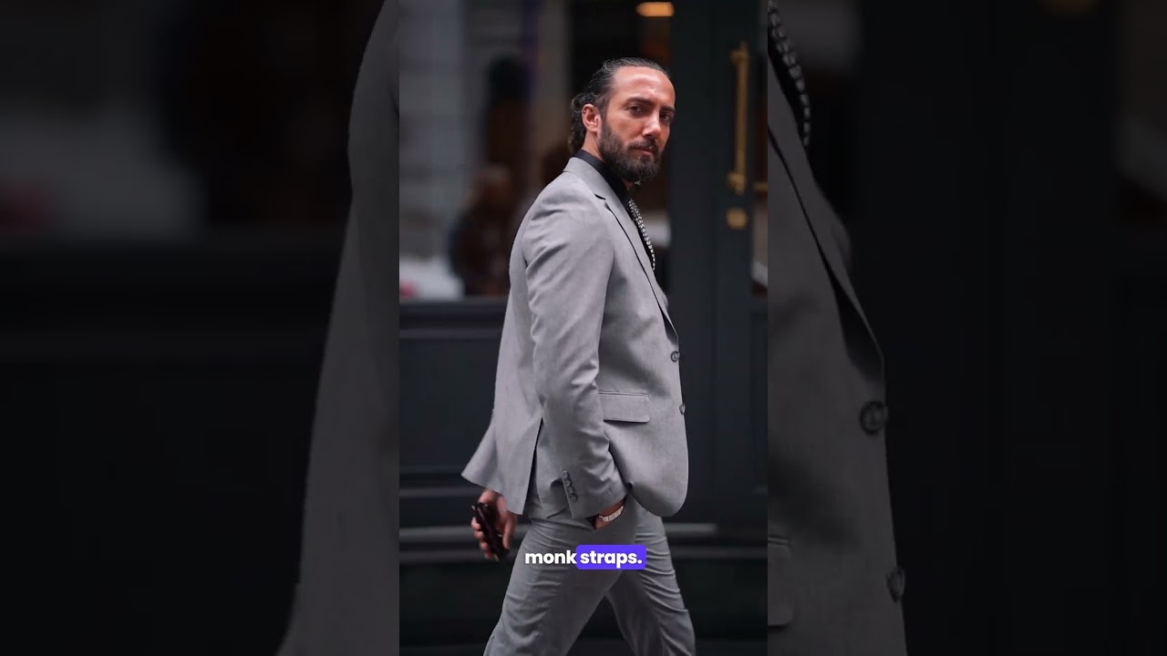 Unlock Timeless Elegance with Unmatched Slim Fit Gray Suit Paired with Black Leather Monk Straps.