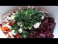 ქათმის ფილეს სალათი Салат с куриной грудкой,свеклой,морковью