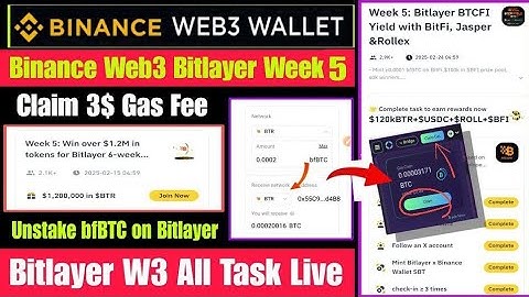 Binance Bitlayer New Update | Bitlayer Free Claim Gas Fee | Unstake bfBTC On BitFi | Bitlayer Week 5