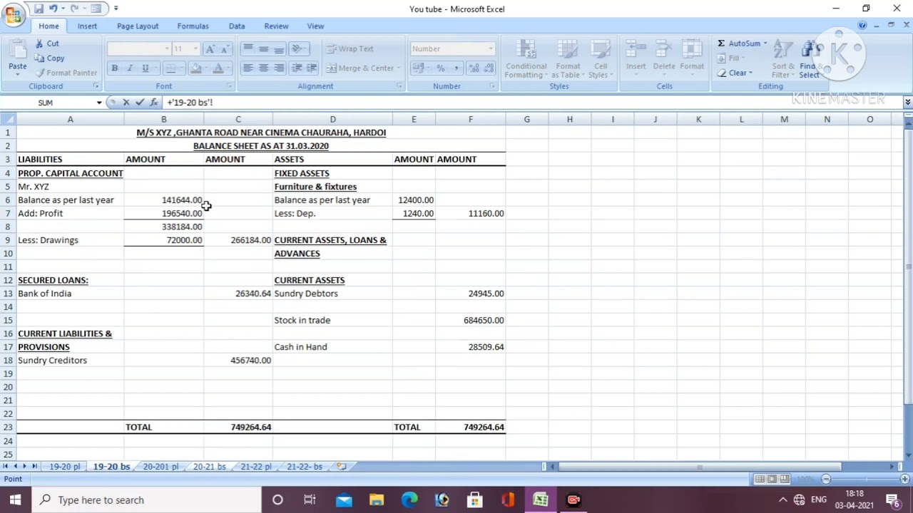 Projected balance sheet for bank loan in hindi ? Balance sheet accounting