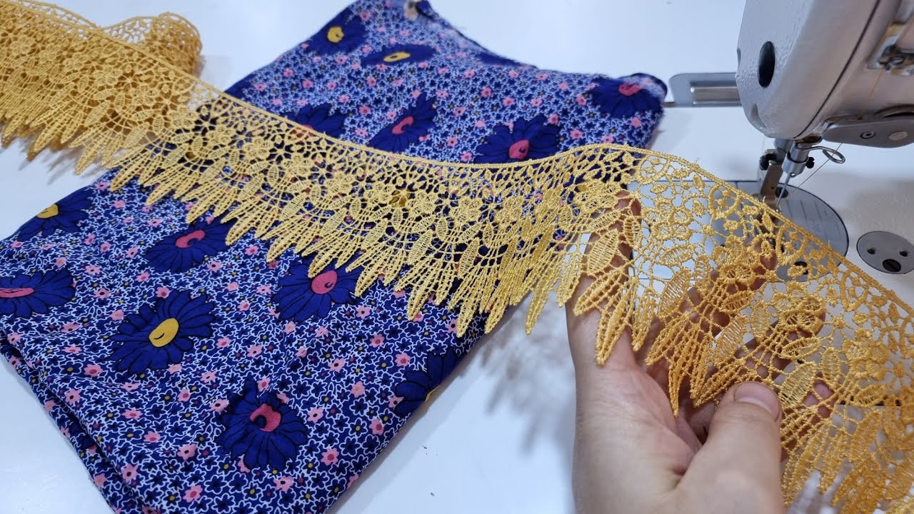 خياطة 🪡 صدر دشداشة مع دانتيل عريض/مقاس L