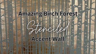 Stenciled Trees On An Accent Wall Using Cutting Edge Stencils Birch Forest Wall Stencil Pattern!