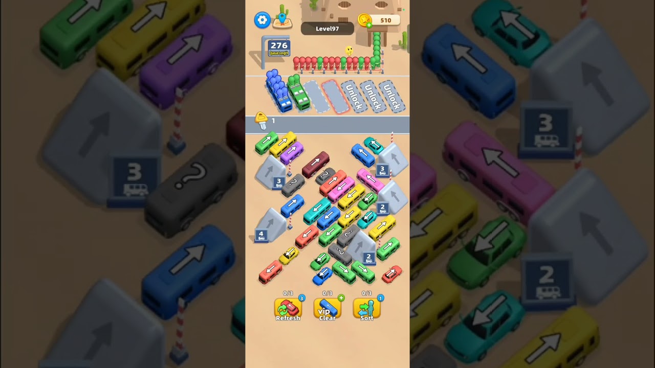 Car jam traffic puzzle game level 97 complete 