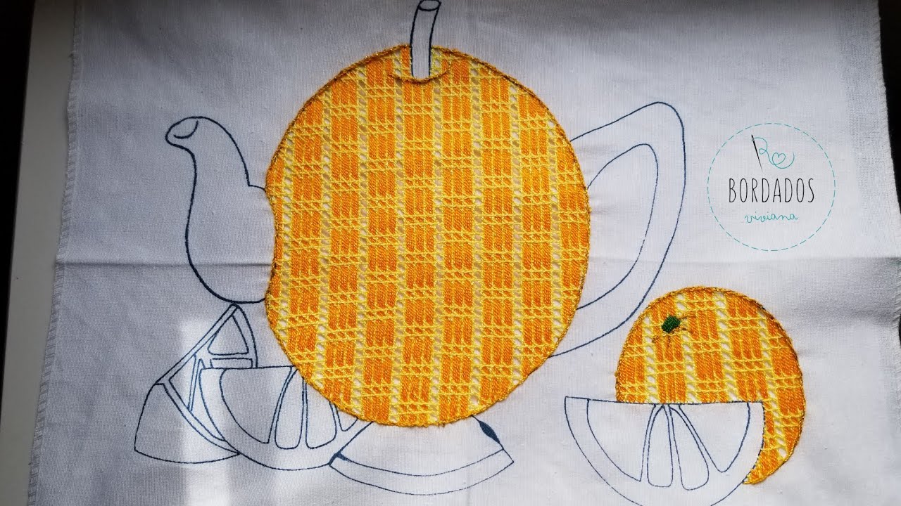 Bordado fantasia Tetera Naranja 🍊 Puntada para Frutas grandes o Canastas