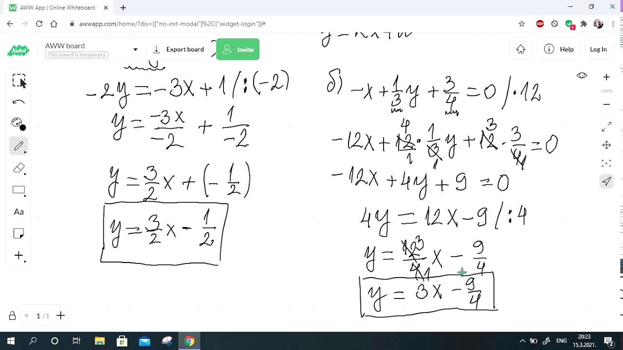 Implicitni oblik linearne funkcije - obrada