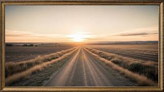 Golden Prairie Road at Sunset 🌾 Calm 4K Nature Scenery for TV | Relaxing Country Landscape Ambience screenshot 1