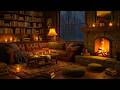 Soft Jazz Music In Cozy Room Ambience Warm Crackling Fireplace Rain Sounds For Relaxation Sleep 