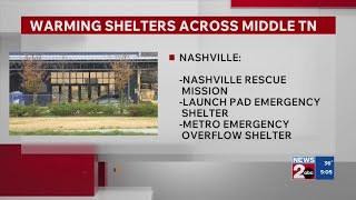 Warming shelters across Middle Tennessee