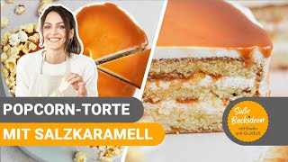 Popcorntorte mit Salzkaramell – süße Liebe zum Valentinstag I Süße Backideen mit Evelin und GLOBUS