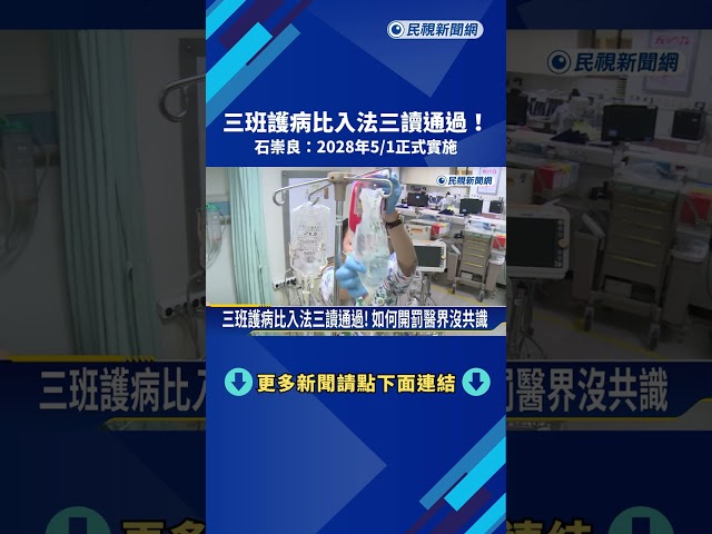 三班護病比入法三讀通過! 石崇良：2028年5/1正式實施－民視新聞
