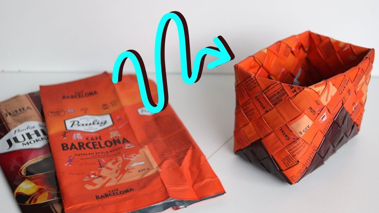 Маленькая корзинка из кофейных пакетов своими руками