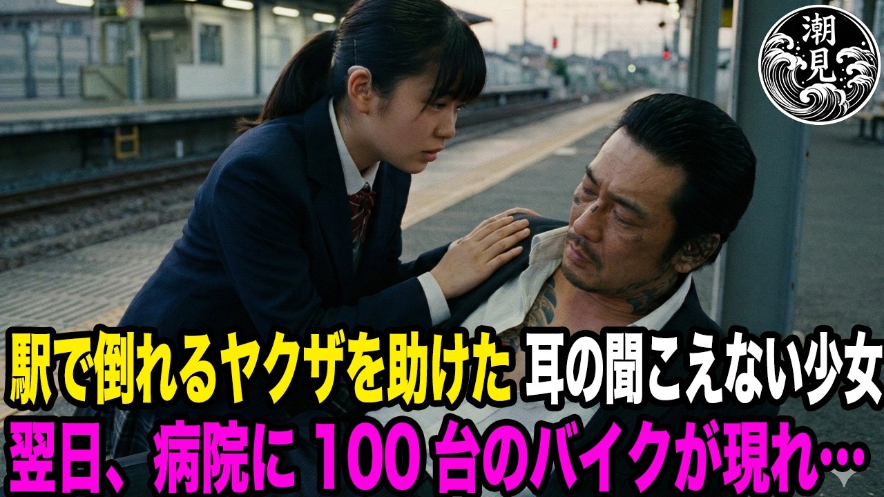 誰もが見て見ぬふりをして通り過ぎる倒れるヤクザを助けた耳の聞こえない少女。後日、病院に100台ものバイクが集結し…【感動する話】