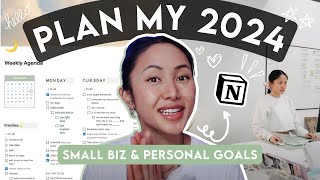 Plan my 2024 Goals & Business in Notion ☁️ Digital Planning Yearly Reset Tour 💫 #smallbusiness