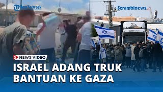 Pengunjuk Rasa Israel Adang Truk Bantuan ke Gaza, Lempar dan Injak inak Mi Instan