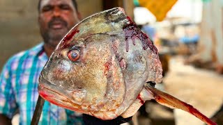 KASIMEDU ? MINNAL RAJA | BIGG TREVALLY FISH HEAD CUTTTING | IN KASIMEDU | HD VIDEO | FF CUTTTING ?