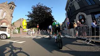 A criterium lap in the wheel of Mark Cavendish.