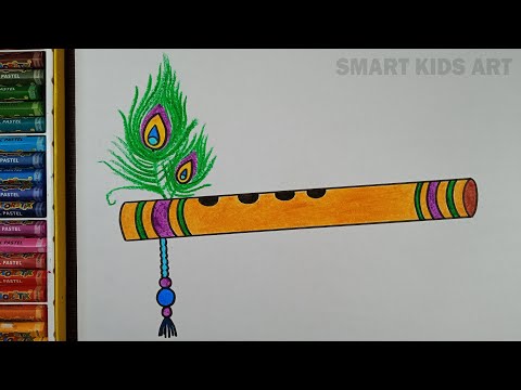 How To Draw Flute Of Krishna | Janmashtami Drawing | Bansuri Drawing | Easy Drawing | Smart Kids Art