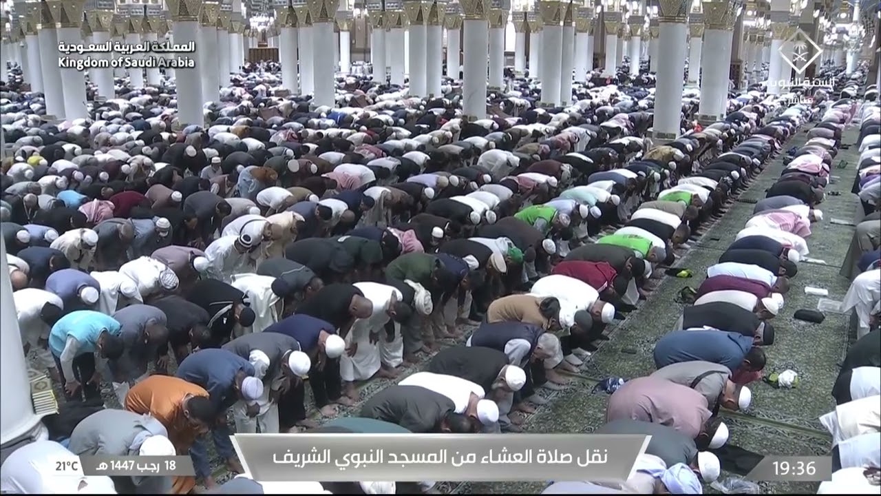 صلاة العشاء من المسجد النبوي الشريف بـالمدينة المنورة - تلاوة الشيخ د. محمد برهجي