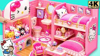 How to Make Hello Kitty Pink Bedroom with Bunk Bed, Sanrio Claw Machine ❤️ DIY Miniature House