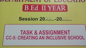 B.Ed.2nd year Practical File |CC-5 Creating An Inclusive School | Task And Assignment #practical