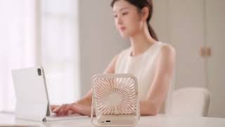 JISULIFE Table Desk Fan Ultra Slim Portable Desktop Fan 4500mAh USB Rechargeable Table Fan