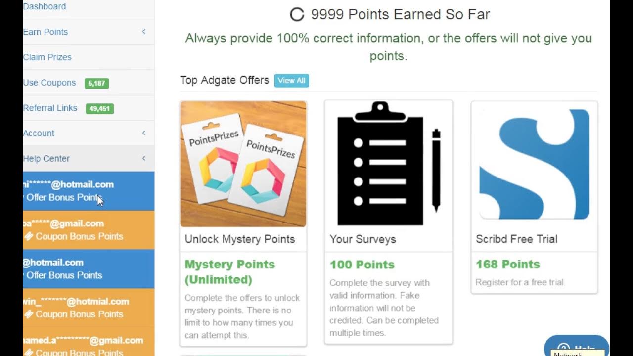 Claim points. Claim points