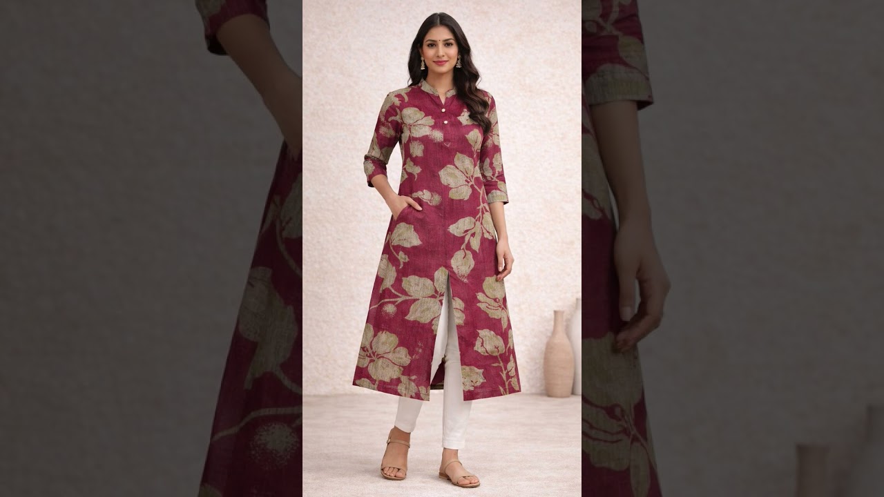 Different colors Vertican silk fabric A-line kurti available in different colors ✨ 