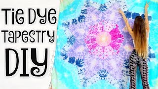 DIY TAPESTRY - Mandala Bed Sheets Tie Dye - Star Tie-Dye Technique | SoCraftastic