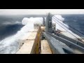 Cargo ship hitting large waves and swells  ship in a storm in the mediterranean  long asmr