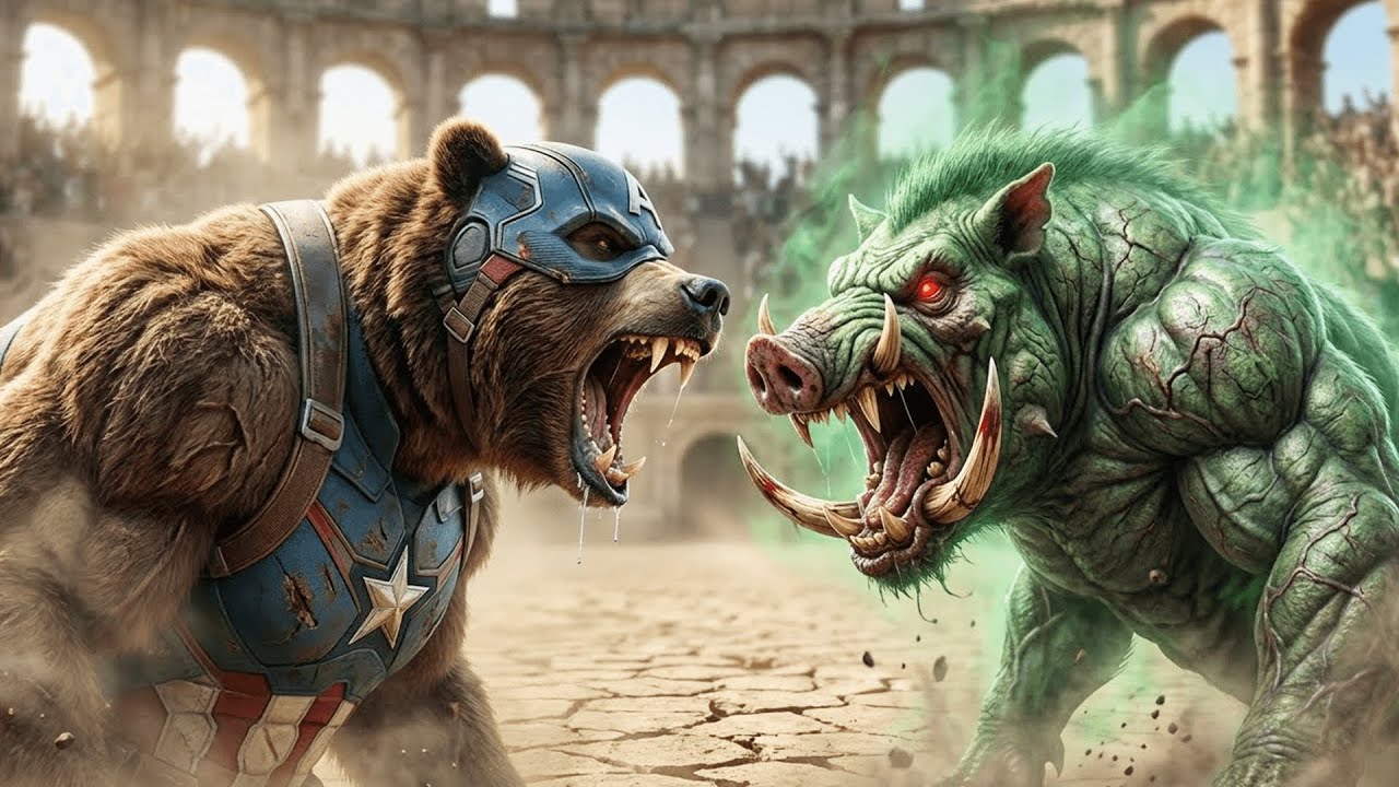 Legendary Superman Bear 🆚 Ferocious Hulk Pig 🐻🐷 | Epic Arena Showdown | Who Will Win?