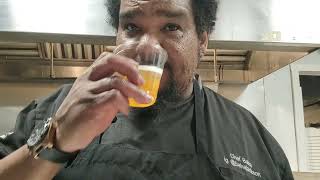 Chef Baha drinks beer at work! Athletic Brewery has a delicious non alcoholic IPA!