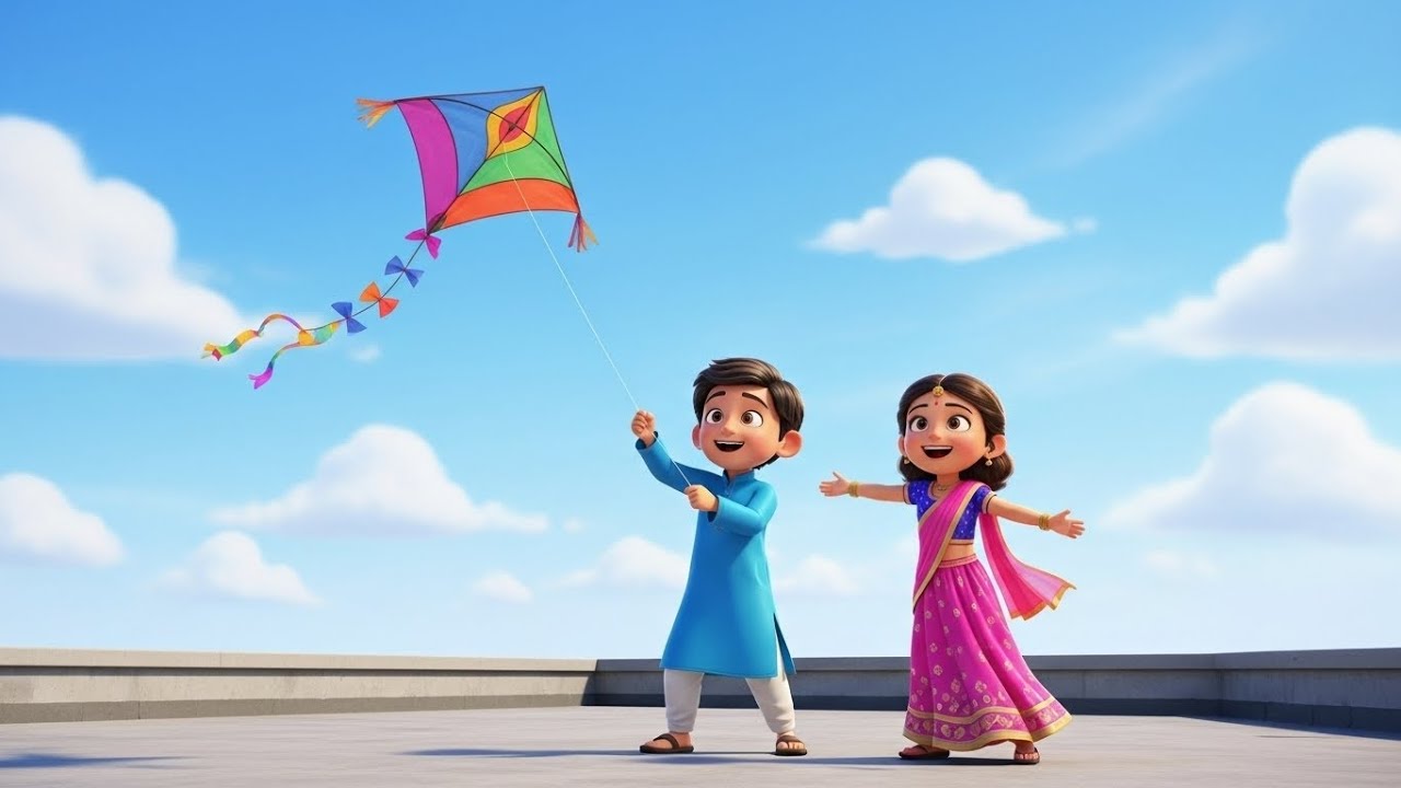 Patang Udu De Re 🪁 | Makar Sankranti Kids Song | Marathi Balgeet | Learn with Roshan