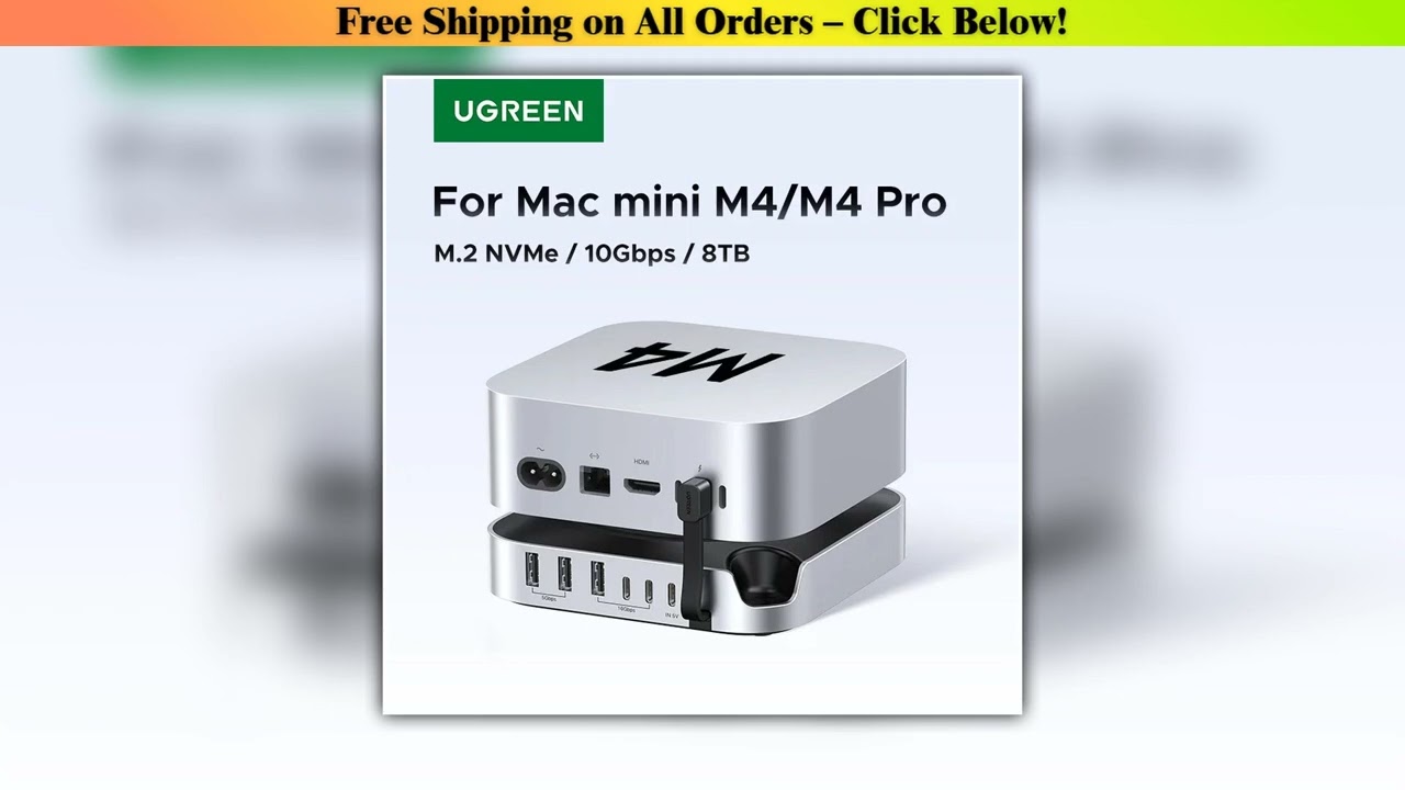 UGREEN USB HUB Docking Station for Mac Mini M4 M4 Pro M.2 NVMe SSD 8TB Max 10Gbps USB-A&C Ports
