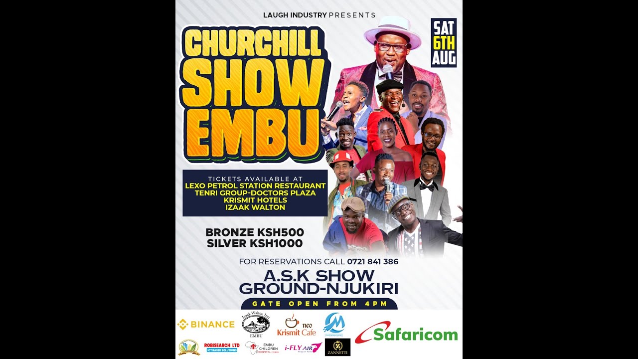 Churchill Show will be live in Embu, comedy, laughter, jokes YouTube