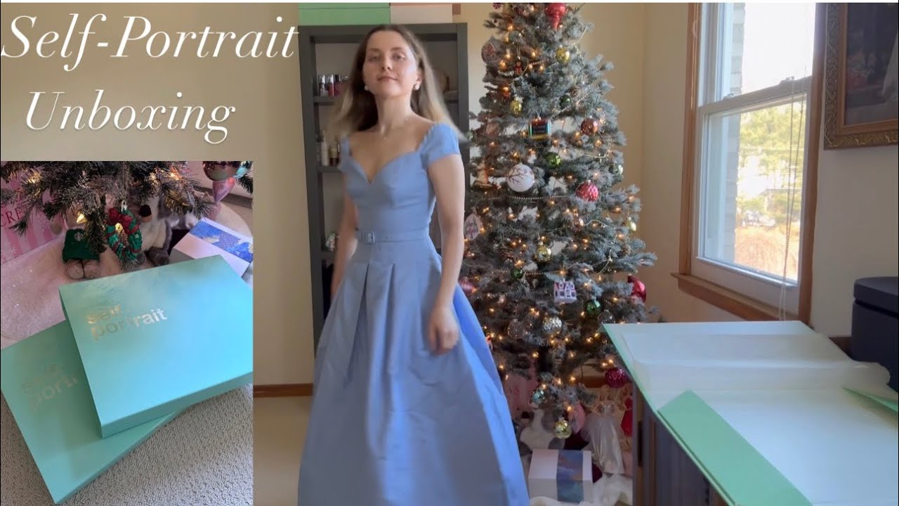 オールインワン・サロペット Self-Portrait Blue Taffeta Midi Dress Self-Portrait Unboxing - Blue Taffeta Midi Dress - YouTube
