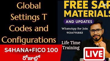 S4HANA FICO Global Settings T Codes|SAP FICO Training In Telugu#SAP FICO Course In Telugu #Chanu SK