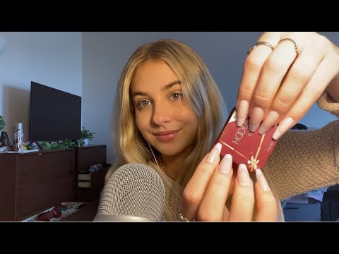 ASMR Fast Tapping on Makeup + Whispered Rambling, Long Nails