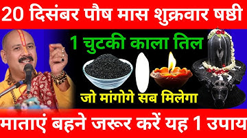 20 दिसंबर पौषमास शुक्रवार षष्ठी तिथि को 1 चुटकी काले तिल वाला उपाय जरूर करे || Pradeep Ji Mishra