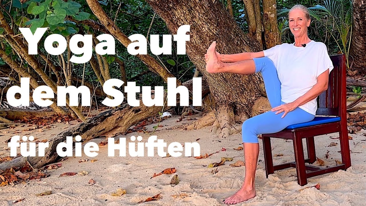 Stuhlyoga Hüfte öffnen, sanfte Hüftmobilisation im Sitzen - ideal für Senioren, Anfänger & im Büro
