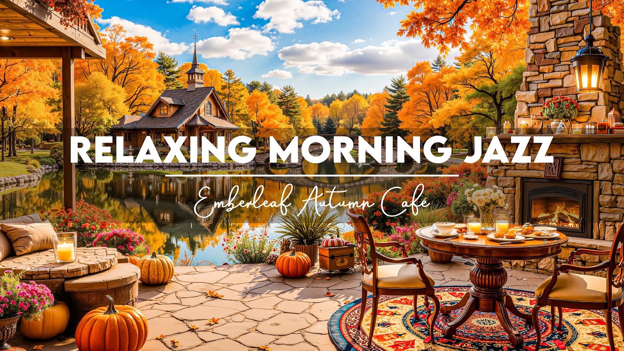 Autumn Coffee Shop Vibes 🍁 Smooth Piano Jazz with Crackling Fireplace for Relaxing Energy