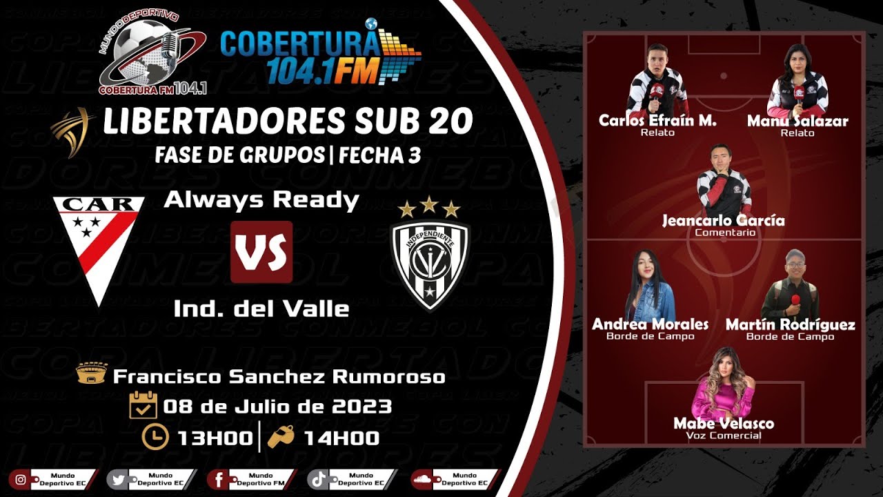 ENVIVO IDV VS ALWAYS LIBERTADORESSUB20 MUNDO DEPORTIVO RADIO
