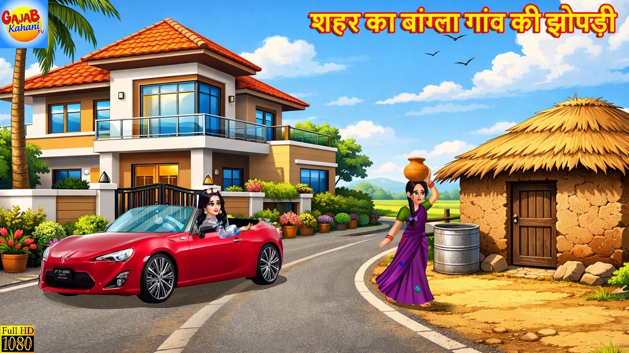 शहर का बांग्ला गांव की झोपड़ी | Hindi Kahani | Moral Stories | Hindi Story | Cartoon Video | Kahani
