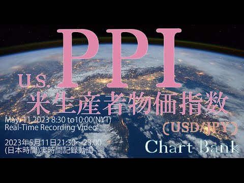 米PPI (4月)　2023年5月11日21時30分～23時00分実時間記録動画(USDJPYチャート)